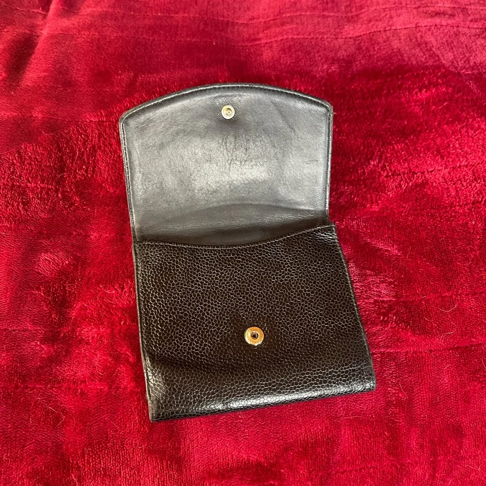 Chanel Black Caviar Leather Double Compact Wallet Vintage Gorgeous Condition - Picture 4 of 15